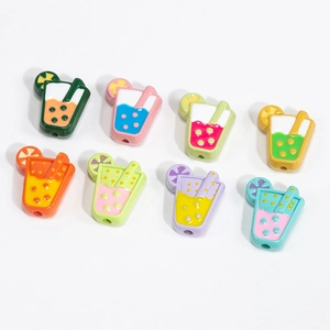 Colorful hand-painted straw cup beads for DIY jewelry and phone chain accessories