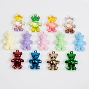 Colorful acrylic bear pendants in transparent gradient and macaron styles for DIY jewelry