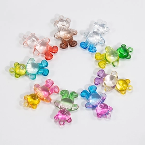 Set of colorful transparent acrylic bear charms for DIY jewelry and keychains
