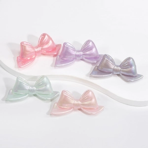 Five-color macaron acrylic bow beads with pearlescent finish for DIY jewelry making