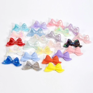 Colorful acrylic bow beads for DIY jewelry and phone charms with matte and pearlescent finishes