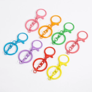 Colorful lacquer lobster clasp keyrings in 8 vibrant colors for DIY crafts and keys