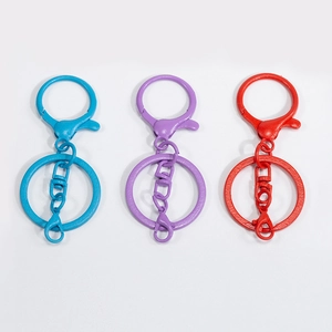 Set of 4 colorful matte finish alloy lobster clasps with swivel rings for keychains