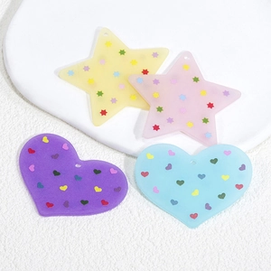 Pendenti colorati in acrilico satinato a stella e cuore con stampa fronte-retro per gioielli