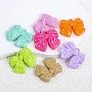 Colorful Bowknot Acrylic Pendants For DIY Jewelry Making Handmade Necklaces Bracelets Keychains Decorative Accessories Findings