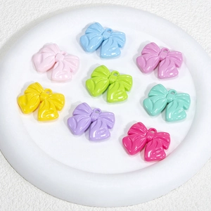 Colorful macaron acrylic bow pendants for DIY jewelry making and keychain charms