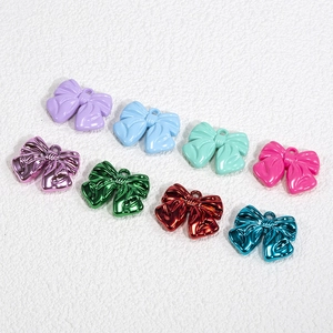 Colorful acrylic bow pendants in eight matte and metallic finishes for DIY jewelry making