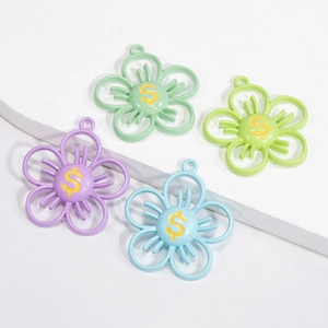 Pendentif Fleur en Alliage Ajouré Signe Dollar Charm DIY Accessoires de Bijoux pour Collier Boucles d'Oreilles Bracelet Porte-clés