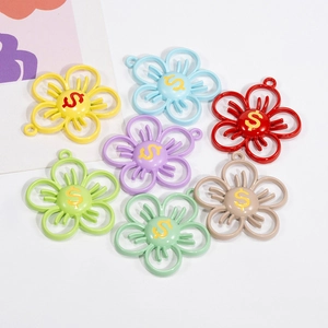 Pendentifs fleurs en alliage coloré avec signe dollar pour bijoux DIY et porte-clés