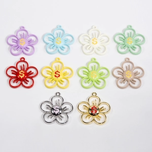 Lot de 10 pendentifs fleurs creux en alliage coloré avec signe dollar pour bijoux