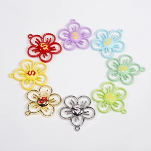 Pendentifs fleurs à cinq pétales en alliage avec signe dollar pour bijoux DIY, 8 couleurs