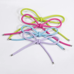 Handmade PU Leather Braided Bow Pendant With Metal Ends For DIY Jewelry Making Keychain Mobile Phone Bag Accessory