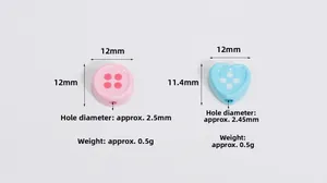 Dimensiones detalladas de cuentas redondas y de corazón de 12mm para hacer joyas