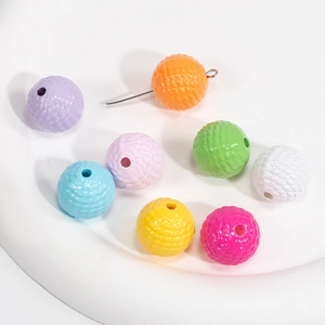 Colorful acrylic beads with woven texture and central hole for DIY jewelry making