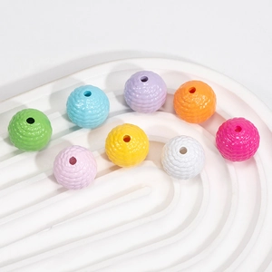 Colorful acrylic beads with woven texture and center hole for DIY jewelry making