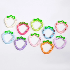 Colorful strawberry shaped spring hooks in 10 vibrant colors for DIY keychains