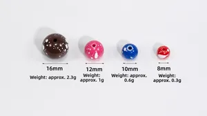 Maattabel voor kleurrijke acryl kralen met verfspatten 8mm tot 16mm voor DIY sieraden