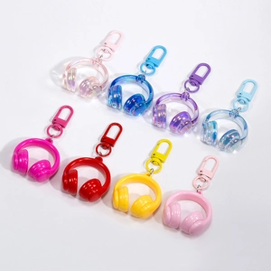 Porte-clés Créatif en Forme d'Écouteur en Acrylique Peinture Métallisée Note de Musique Pendentif de Sac Tendance Iridescent Ornement de Sac à Dos Accessoire Mode