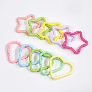 Moschettone a Molla in Lega Color Macaron a Forma di Cuore e Stella per Portachiavi Fai da Te Accessori per Gioielli in Metallo