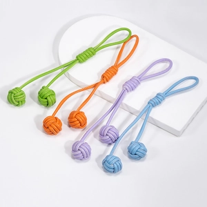 Pendentif Porte-clés Nœud en Cuir Tissé à la Main pour Sacs Clés de Voiture Porte-clés Créatif à Double Boule en Corde