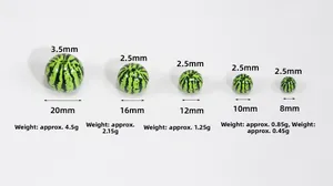 Detail showing acrylic watermelon beads in various sizes for DIY jewelry making