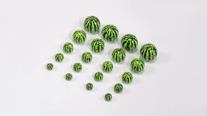Detailed size comparison of green acrylic watermelon beads for DIY jewelry making