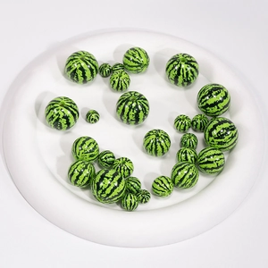 Acrylic Watermelon Printed Round Beads Fruit Pattern Loose Spacer Beads For DIY Jewelry Making Keychain Bracelet Necklace Accessories