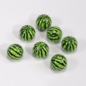 DIY acrylic beads with green watermelon stripe pattern for summer fruit keychain jewelry