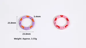 Detail view of 23.8mm colorful paint splatter spring O-rings with weight specifications