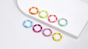 Colorful polka dot spring O-rings for DIY keychains and bag accessory connectors