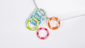 Colorful painted spring ring clasps for DIY jewelry making in five pastel colors
