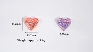 Detail of 25.7mm iridescent heart beads with water ripple texture for DIY crafts