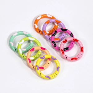 Colorful painted spring rings set for DIY keychain jewelry in various vibrant colors