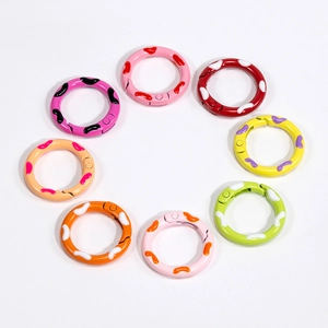 Colorful painted spring O-rings with polka dots for DIY jewelry and keychains