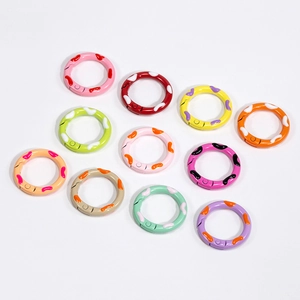 Colorful painted donut spring ring connectors for DIY jewelry and keychain making