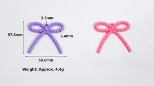 Detailed view of candy color acrylic bow pendant with precise dimensions and 4.4g weight
