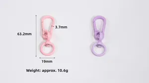 Dimensions détaillées des mousquetons en forme de 8 roses et violets pour sacs DIY