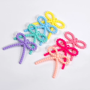 Acrylic Candy Color Beaded Bow Knot Pendant Charms For DIY Necklace Earring Jewelry Making Twisted Bowknot Craft Materials