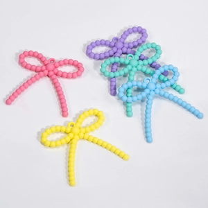 Colorful acrylic candy twisted bow pendant charms for DIY jewelry and necklaces