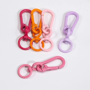 Five colorful painted alloy spring carabiners for DIY keychains and bag accessories