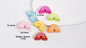 Acrylic rainbow pendant beads with dimensions 28.6mm by 16.5mm for DIY jewelry making
