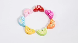 Rainbow acrylic beads with colorful gloss and side holes for DIY jewelry accessories