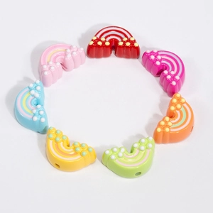 Set of colorful acrylic rainbow charms in 7 colors for DIY jewelry and keychain making