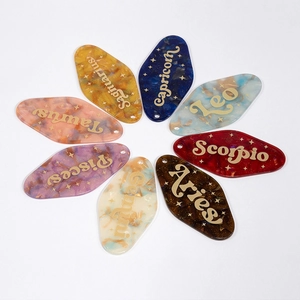 Creative constellation acrylic motel tag keychains with glitter and marble texture
