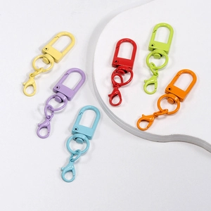 Colorful macaron lobster clasps and D-ring keychains in vibrant lacquered metal finish