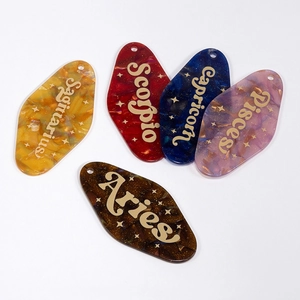 Acrylic glitter constellation hotel key tags in diamond shape for DIY crafts