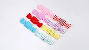 Colorful acrylic candy-shaped DIY pendants with lucky text and starry grid patterns