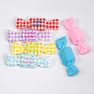 Acrylic Simulated Candy Shape DIY Charms With Lucky Grid Star Pattern For Keychain Phone Case Jewelry Making Accessories