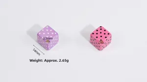 Cuentas de dados de acrílico con lunares, diámetro 14mm y detalle de agujero de 3,5mm