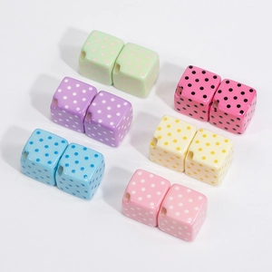 Colorful cube acrylic beads with polka dots for DIY jewelry making and phone charms